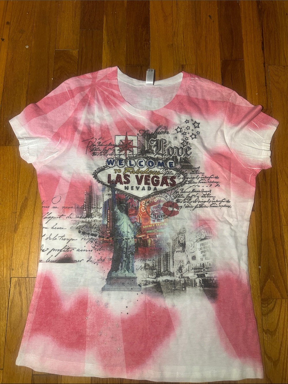 Las Vegas Graphic Tee - Pink & White